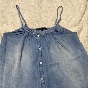 Blue Sleeveless Button-Down Top